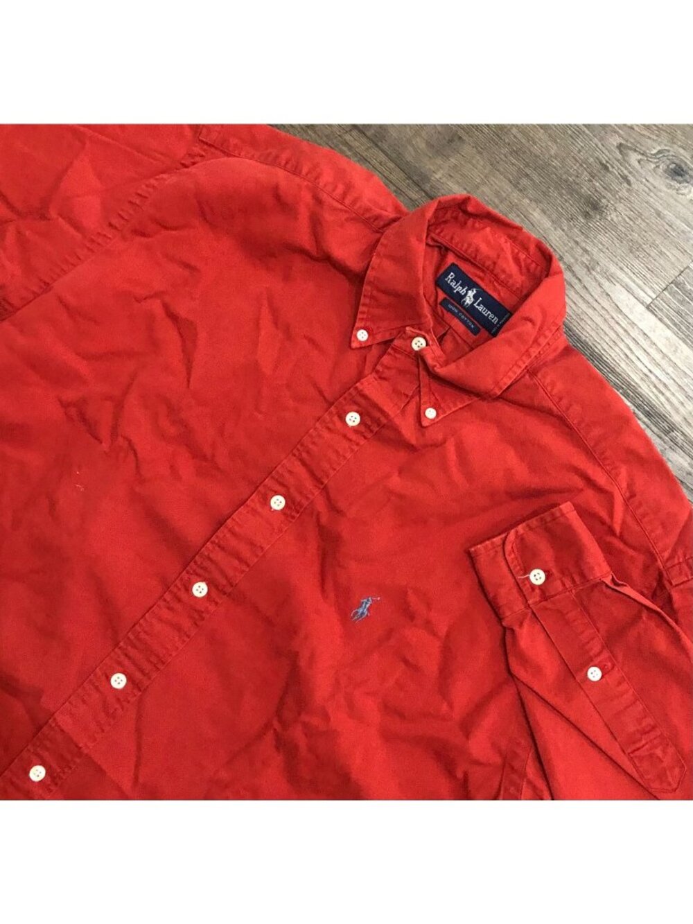 Polo Ralph Lauren Mens Large Red Cotton Long Sleeve Button Down Shirt
